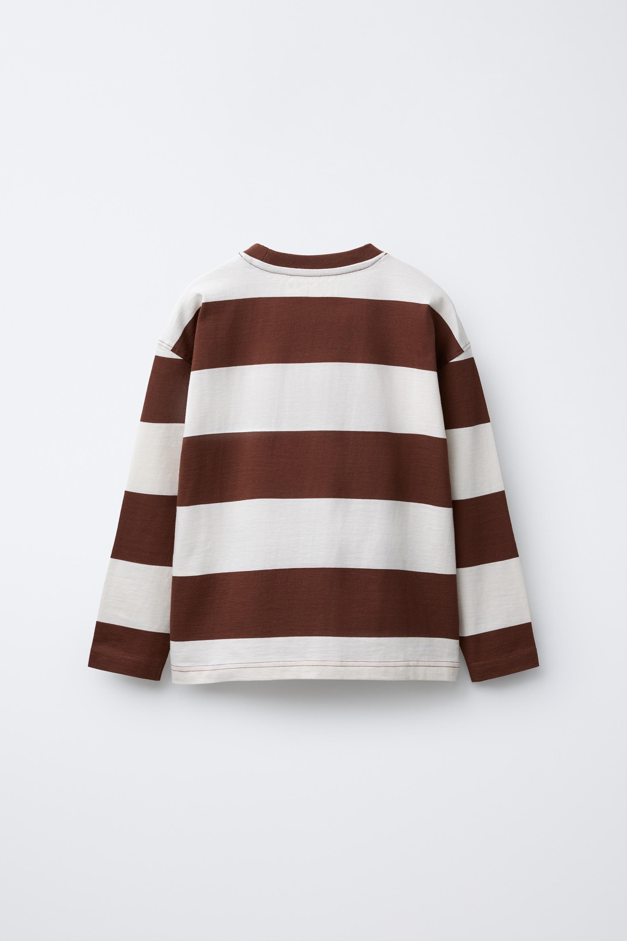 STRIPED EMBROIDERED TEXT T-SHIRT